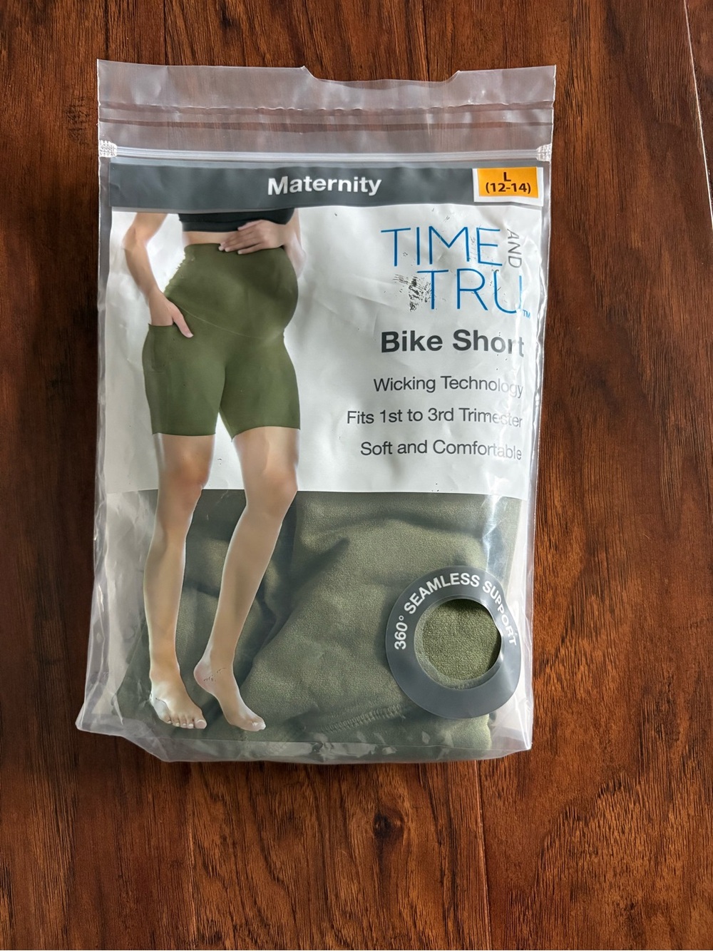 Time and Tru Olive Maternity Bike Shorts